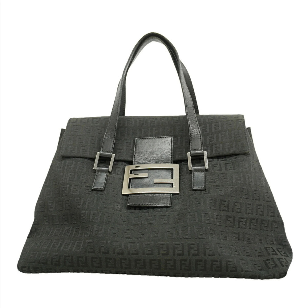 Fendi Zucchino Nylon Canvas Handbag, Black, Women's